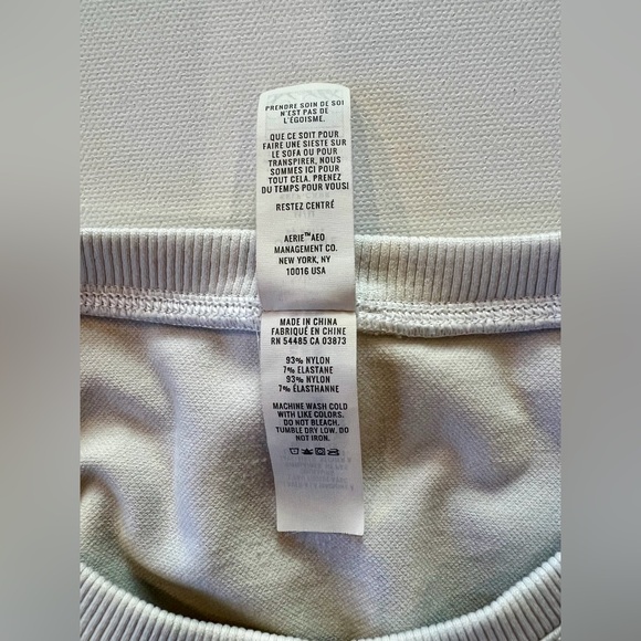 Aerie Offline Classic White Crop Top Medium Nylon Blend Workout Gym Shirt - Picture 10 of 11